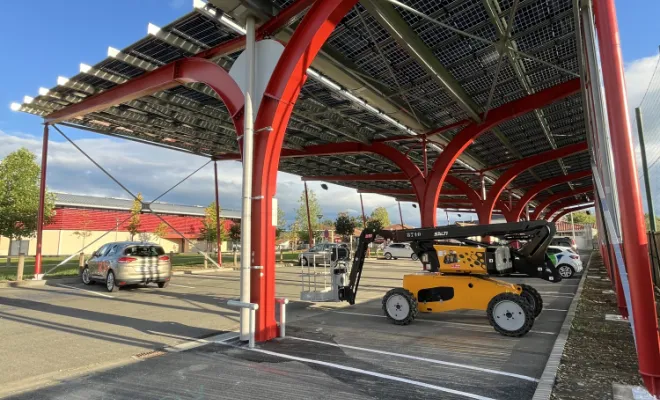 Construction d’ombriere photovoltaïque , Tarbes, CD Construction